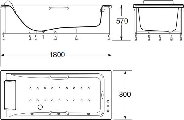 Акриловая ванна Armani / Roca Island 180х80 см 7.2482.4.3R3.C, greige