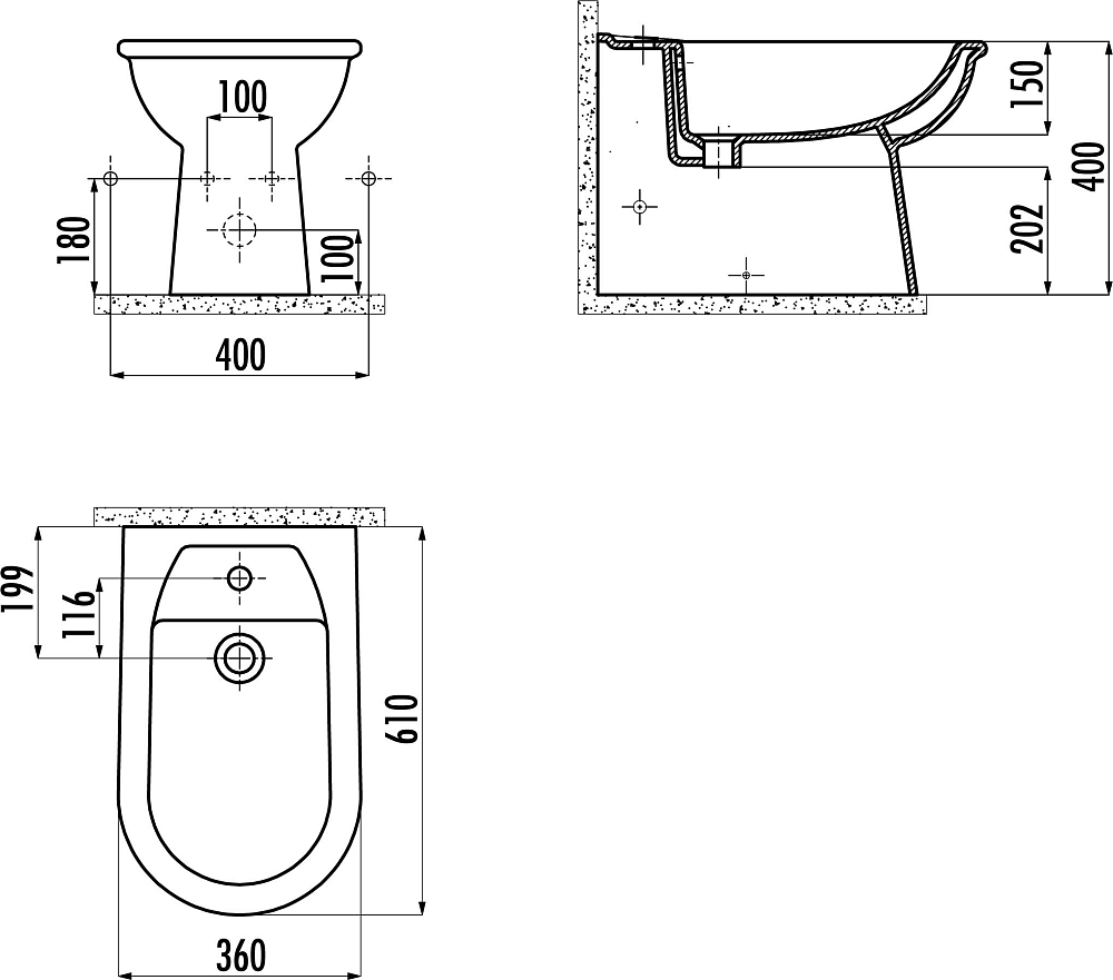 Напольное биде Creavit Selin SL500