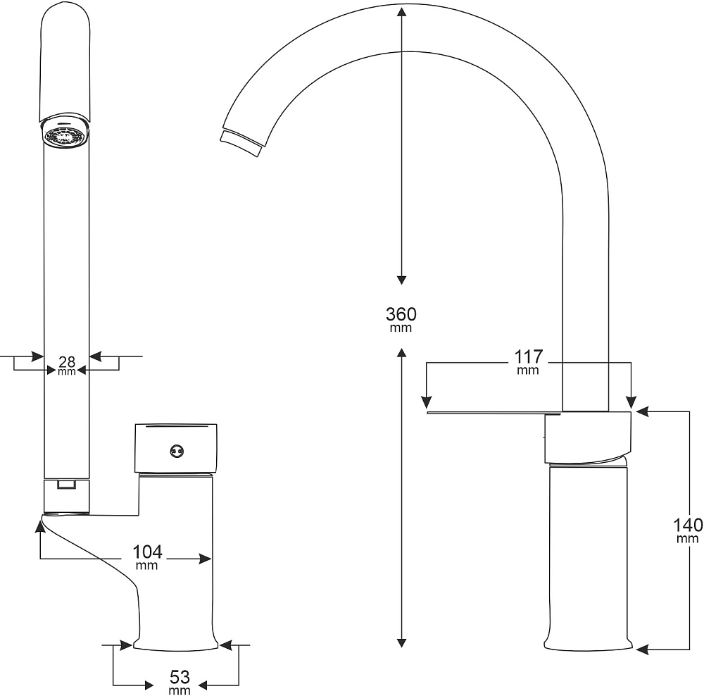 Комплект Мойка кухонная Domaci Равенна Ssik DCL 480*480 (6) TG + Смеситель MEGA Snow MG-SH03 хром