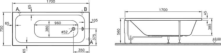 Акриловая ванна VitrA Optimum Neo 170x75 64570001000