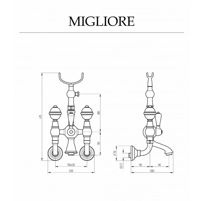 Смеситель для ванны с душем Migliore Cristalia Swarovski 18585 хром