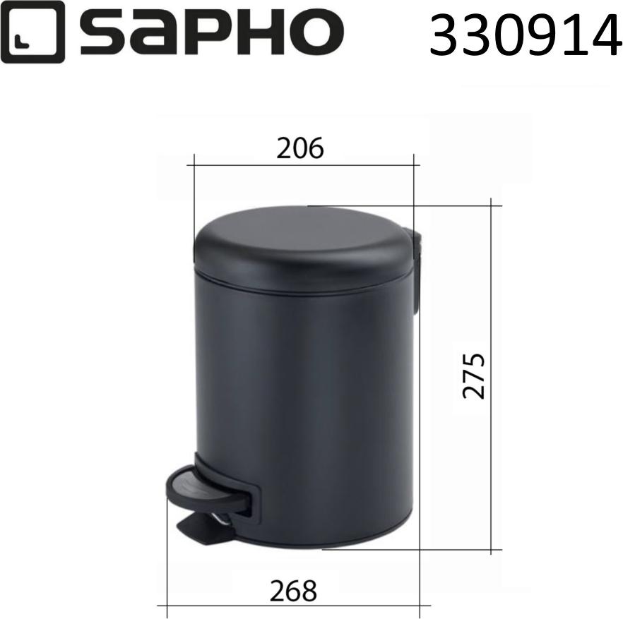 Ведро для мусора Sapho Potty 330914, матовый черный