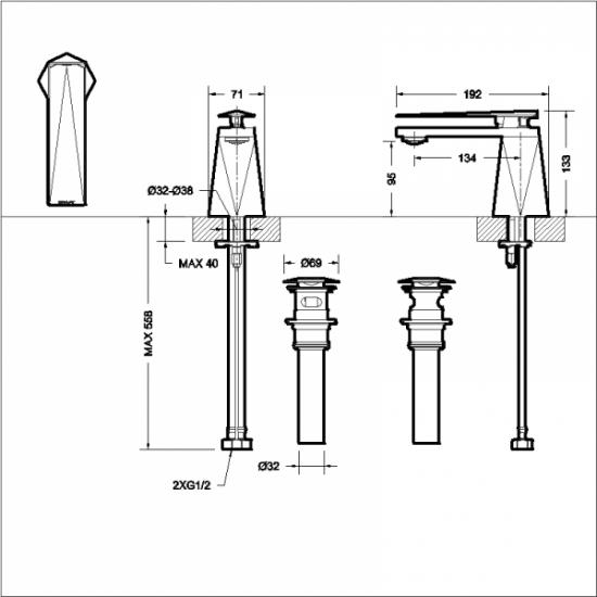 Смеситель для раковины Bravat Diamond F118102C-ENG, хром