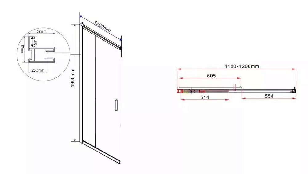 Душевая дверь Vincea Garda VHC-1G120CGB 120 см, профиль черный, стекло тонированное