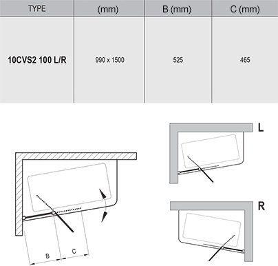 Штора для ванной Ravak Chrome CVS1-80 R белый+стекло Transparent 7QR40100Z1