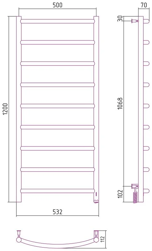 Полотенцесушитель электрический Сунержа Галант 4.0 00-0831-1250 хром