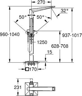 Смеситель для ванны Grohe Allure Brilliant 23119A00 тёмный графит, глянец