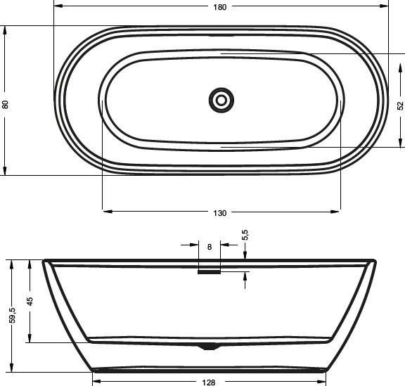 Акриловая ванна Riho Inspire B085004105 180x80 белый матовый