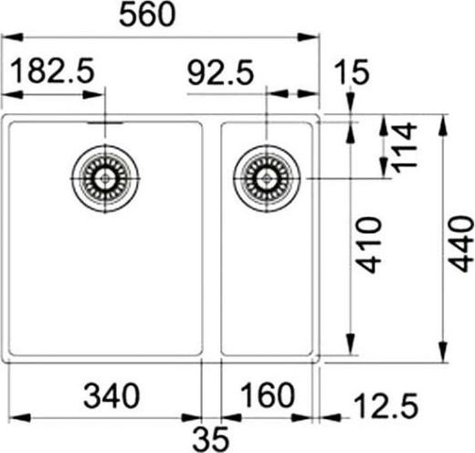 Кухонная мойка 56 см Franke Sirius SID 160 3,5" 125.0443.364, полярный белый