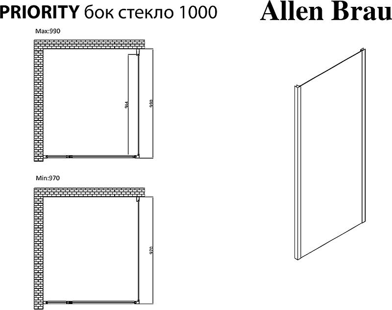 Боковая стенка Allen Brau Priority 100 3.31021.BBA, профиль черный, стекло прозрачное