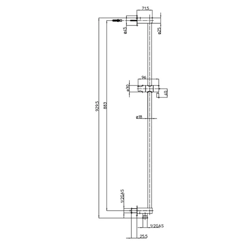 Штанга душевая Bossini Cylindrica D39000.030 хром