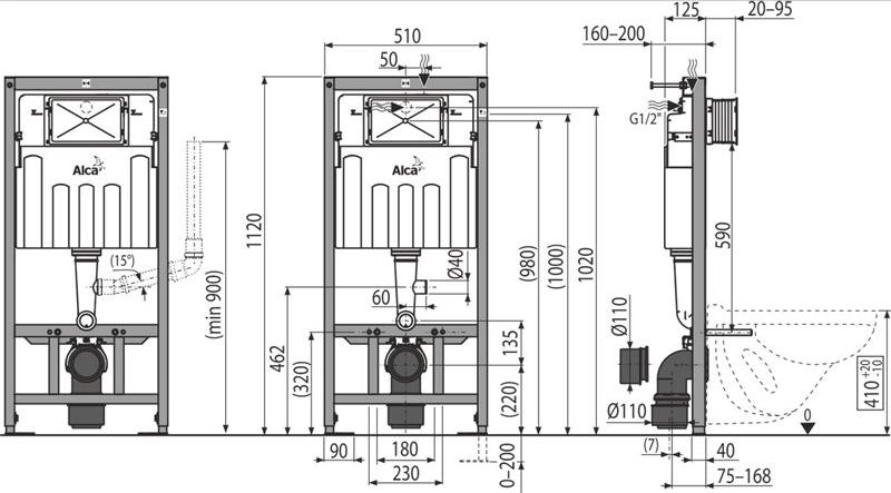 Инсталляция для унитаза AlcaPlast Sadromodul AM101/1120V