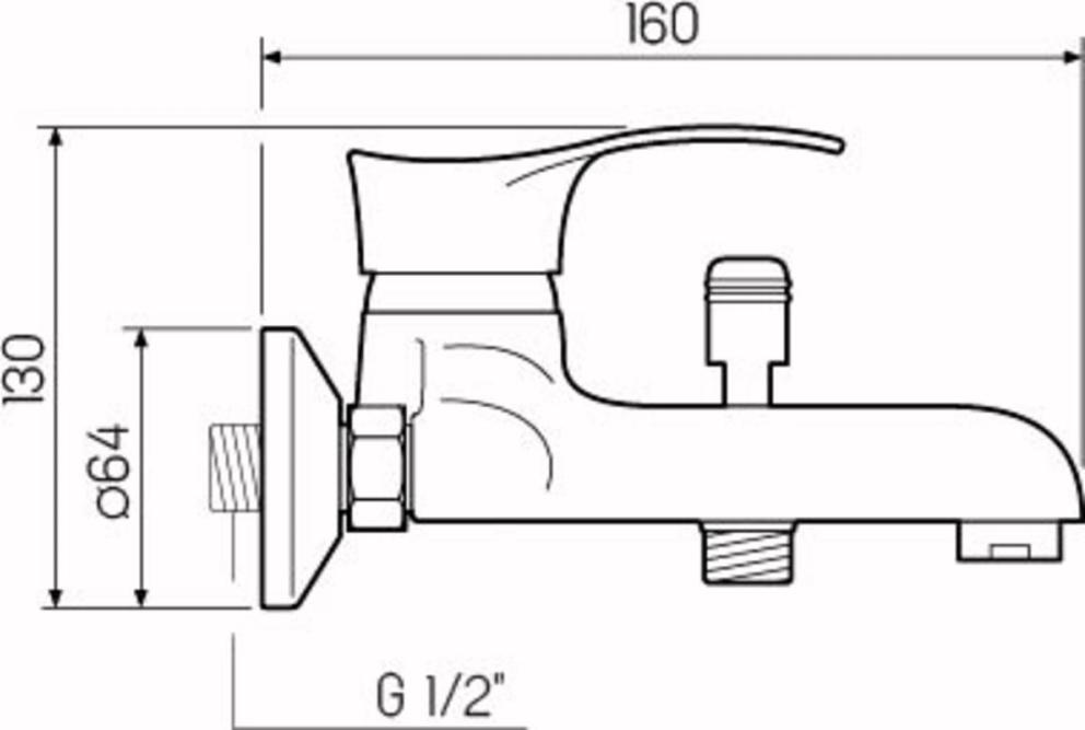 Смеситель для ванной РМС SL86-009, хром