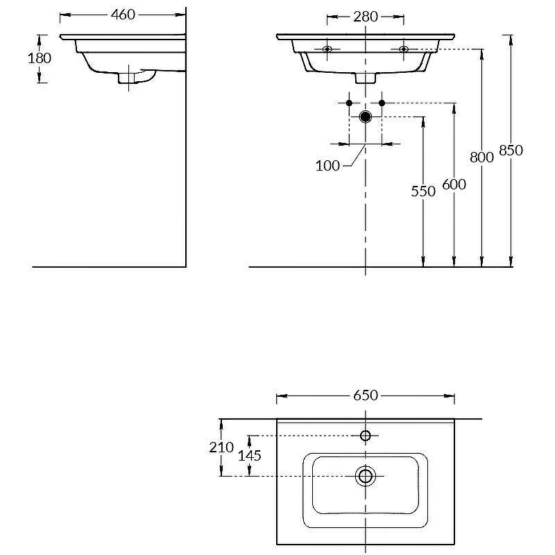 Раковина Kerama Marazzi Piano 65 PI.wb.65 Белая глянцевая