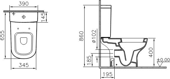 Унитаз-компакт VitrA D-Light 9014B003-7207 с микролифтом