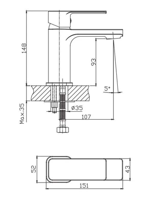 Смеситель для раковины Cron CN129 CN10129 хром