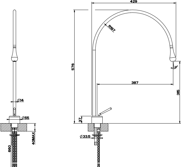 Смеситель для раковины Gessi Goccia 33804#031, хром