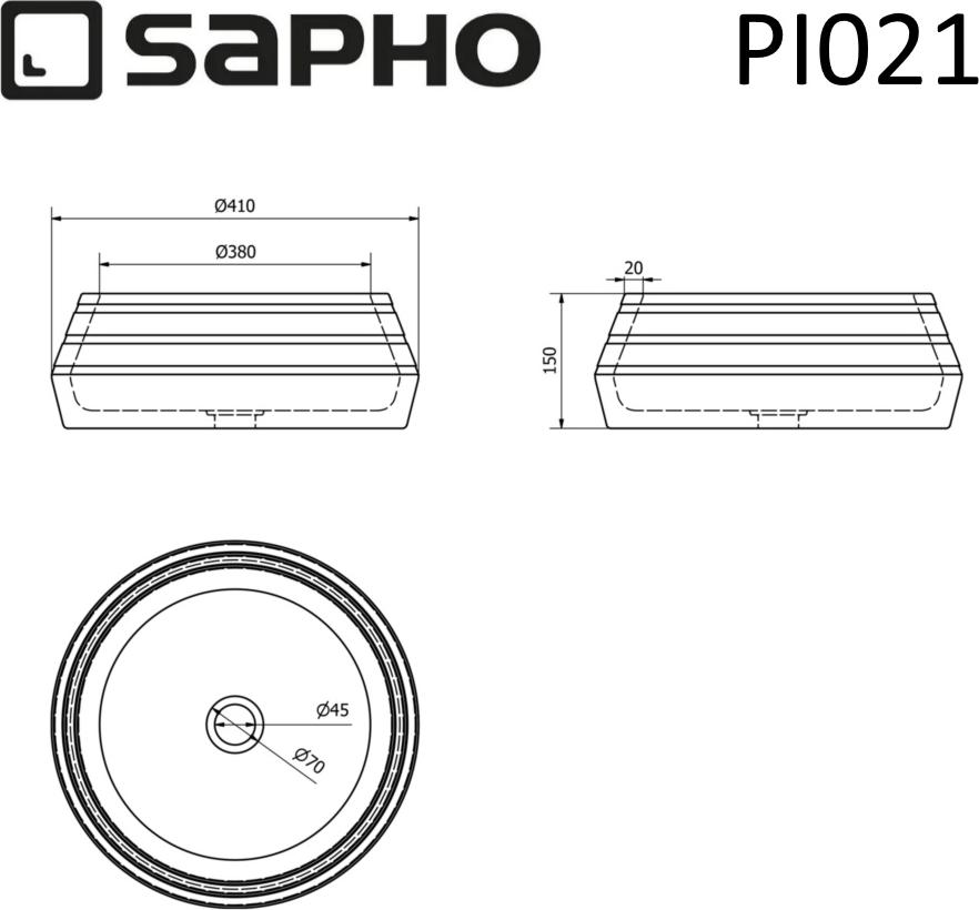 Раковина-чаша Sapho Priori PI021, черный