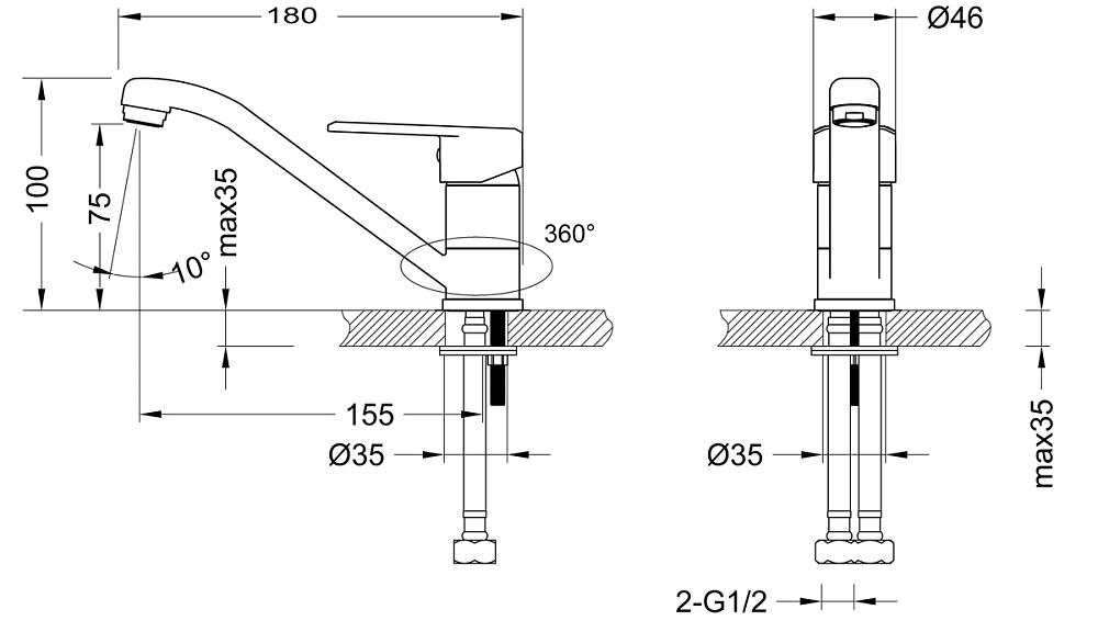 Смеситель для раковины Lemark Point LM0307C хром