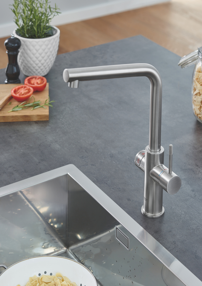 Смеситель Grohe Red II Duo 30325DC1 для кухонной мойки с водонагревателем суперсталь