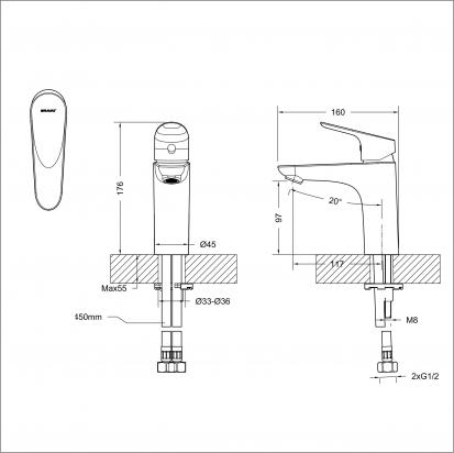 Смеситель Bravat Drop F14898C-RUS для раковины