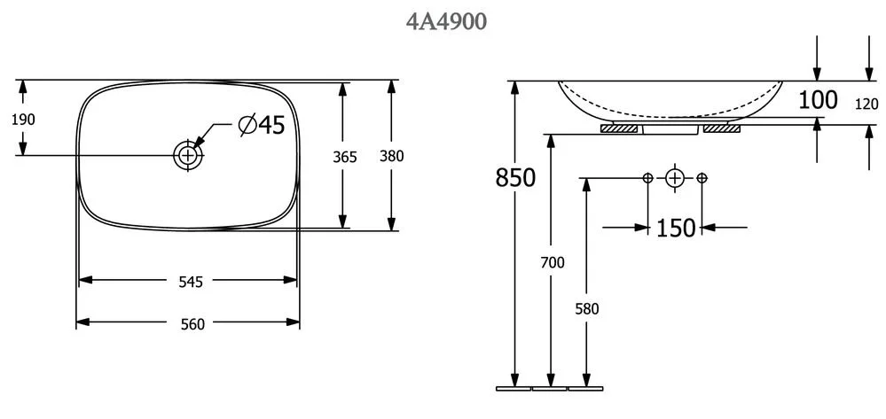 Раковина накладная Villeroy&Boch Loop&Friends 4A4900R1 белый