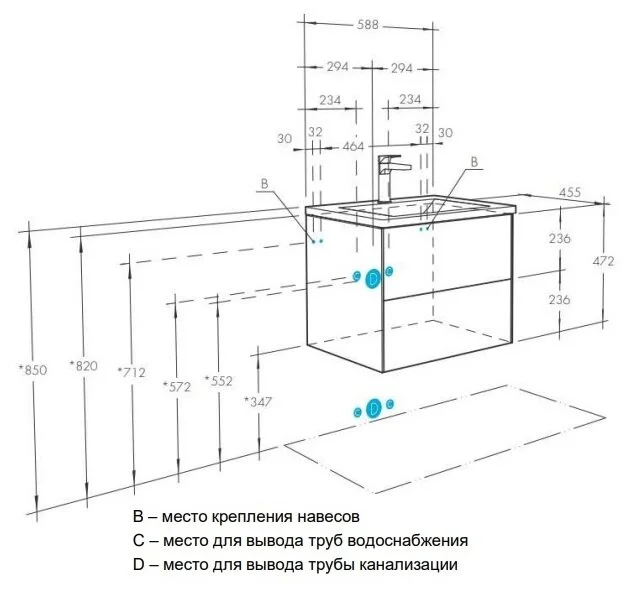 Тумба под раковину Акватон Сохо 1A258001AJ010 белый