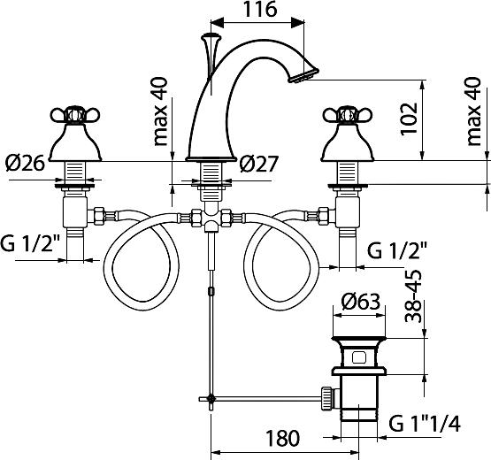 Смеситель Webert Ottocento OT750101010 золото для раковины