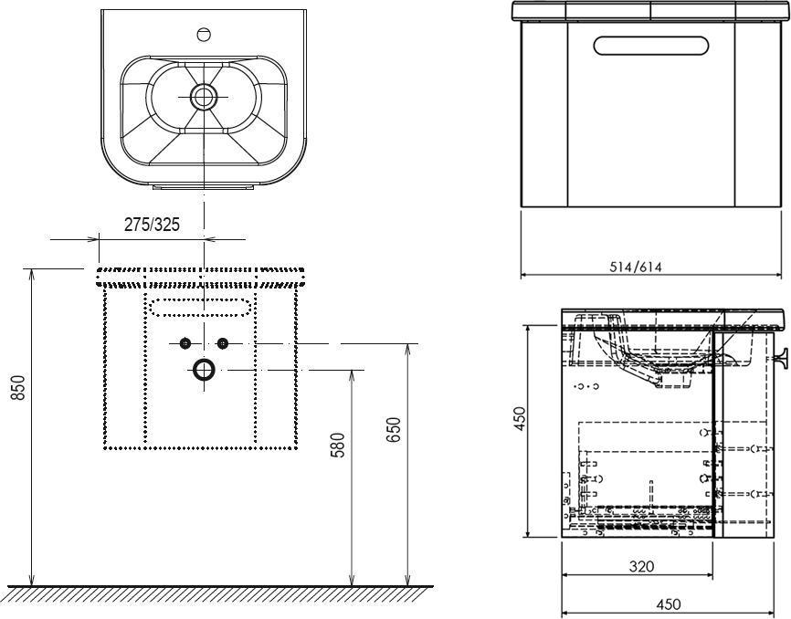 Тумба под умывальник Ravak Chrome SD-550 серая X000000636