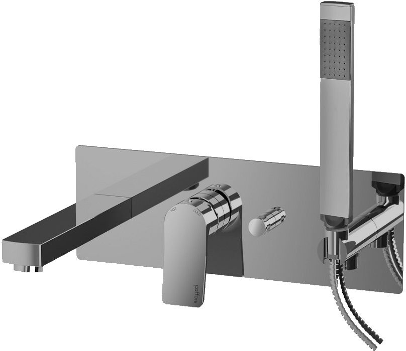 Смеситель для ванны с душем Paffoni Tilt TI001ST с внутренней частью, сталь