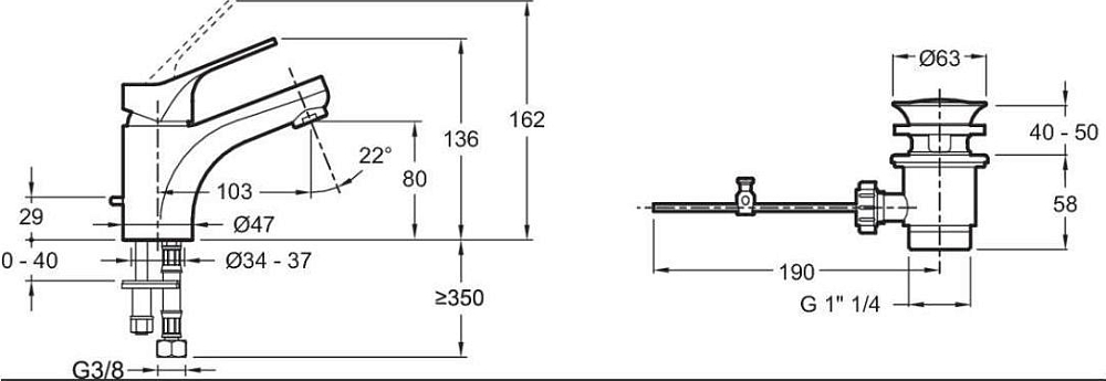 Смеситель для раковины Jacob Delafon Brive E75759-4-CP, хром