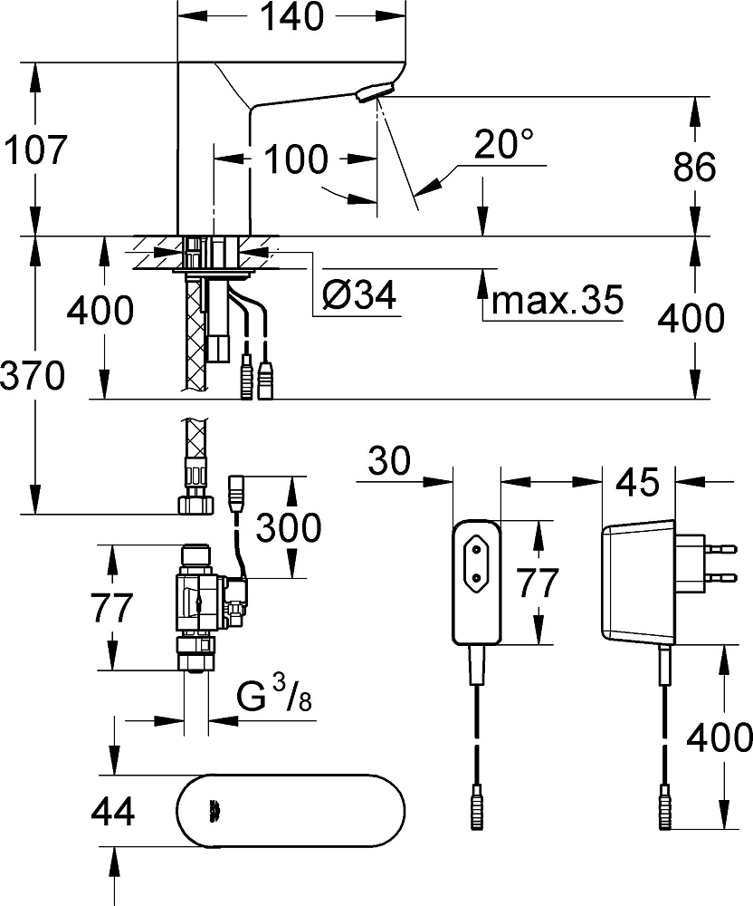 Кран Grohe Euroeco Cosmopolitan E 36269000