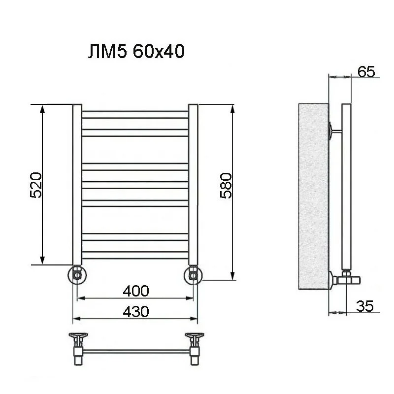 Полотенцесушитель водяной Ника Modern ЛМ 5 60/40 бел мат белый