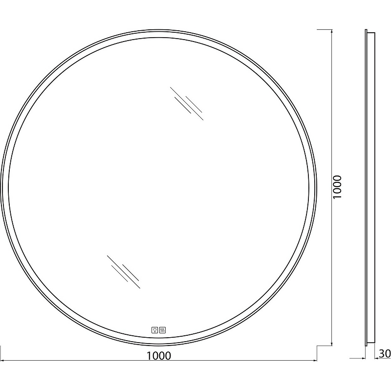 Зеркало BelBagno SPC-RNG-1000-LED-TCH-WARM 100 см, с подсветкой, подогревом и сенсорным выключателем