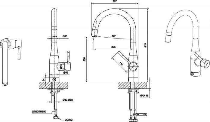 Смеситель для кухни Bravat Miranda F7164208CP-2-ENG, хром