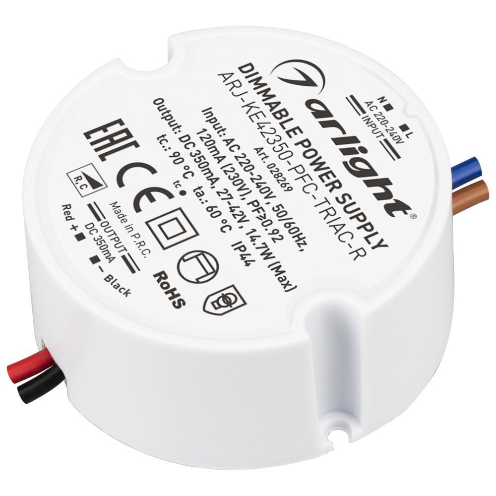 Драйвер Arlight ARJ-KE42350-PFC-Triac-R 27-42V 15W IP44 0,35A 028269