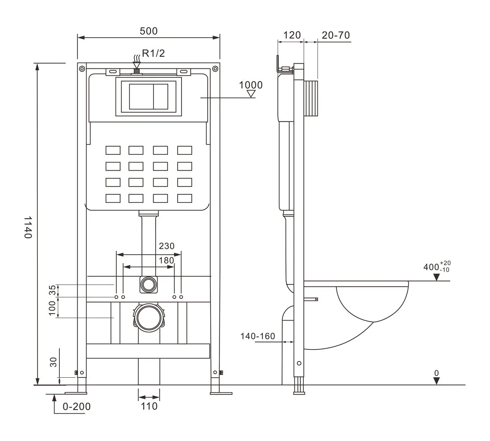 Инсталляция Abber AC0105 для подвесного унитаза