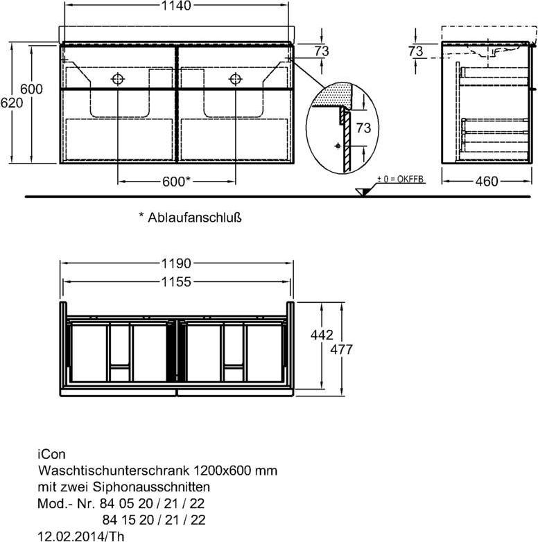 Тумба под двойную раковину 120 см Geberit iCon 840522000, серый