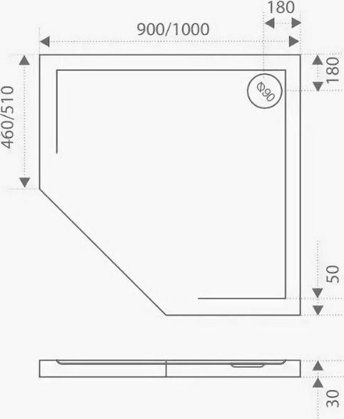 Поддон литьевой Bas Пента 90x90