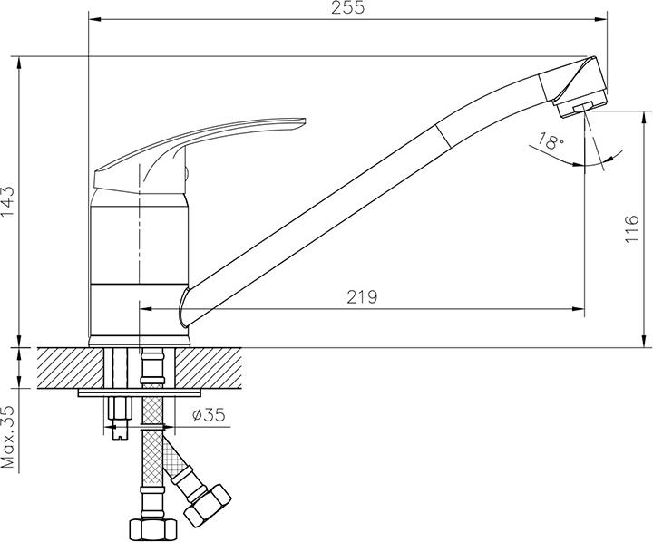 Смеситель для кухонной мойки Decoroom DR71018, хром