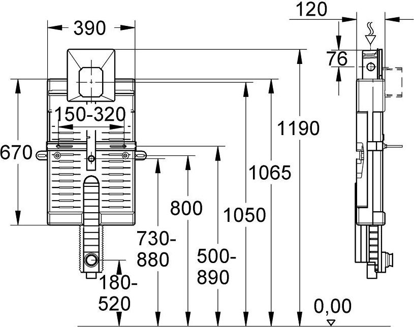 Инсталляция для писуара Grohe Uniset 38785000