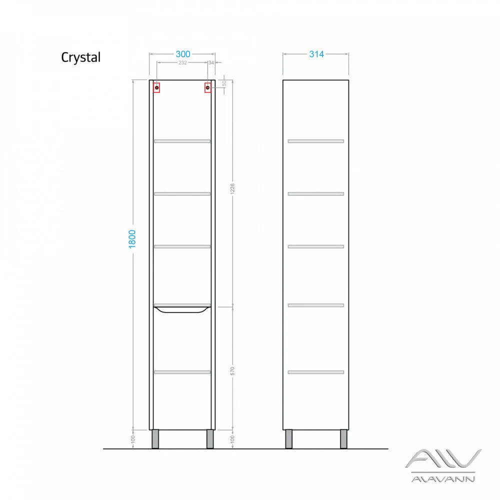 Шкаф-пенал Alavann Crystal 30 белый