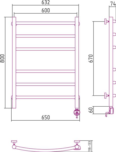 Полотенцесушитель электрический Сунержа Галант 80x60 R