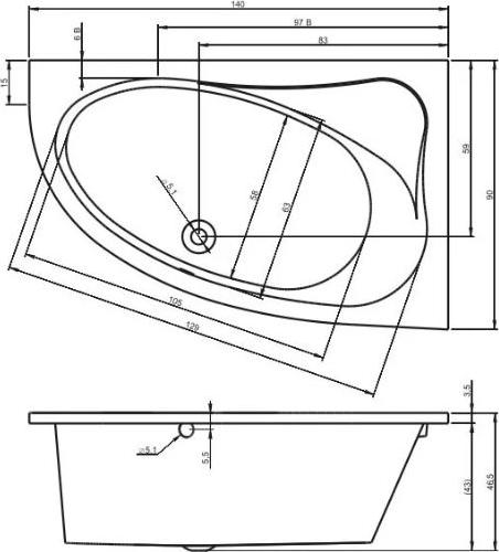 Акриловая ванна Riho Lyra L 140х90 B020001005