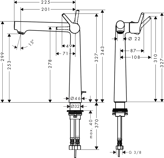 Смеситель для раковины Hansgrohe Talis S 72115000 с донным клапаном, хром