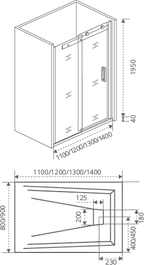 Душевое ограждение Bas Galaxy WTW-120-C-CH 120x195