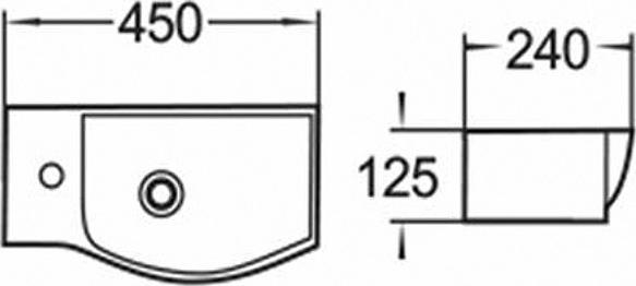 Раковина Comforty 45 7947BR 00004150355, правая, белый