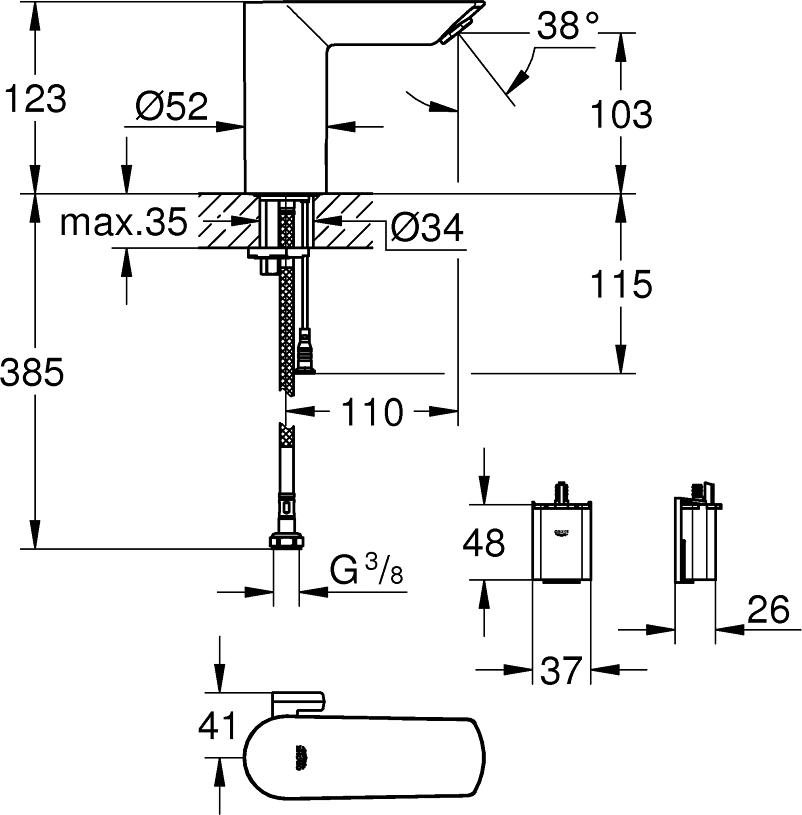 Смеситель для раковины Grohe Bau 36451000