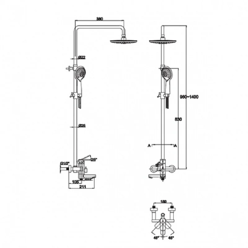 Душевая система Kaiser SX-2060-4 White хром, белый