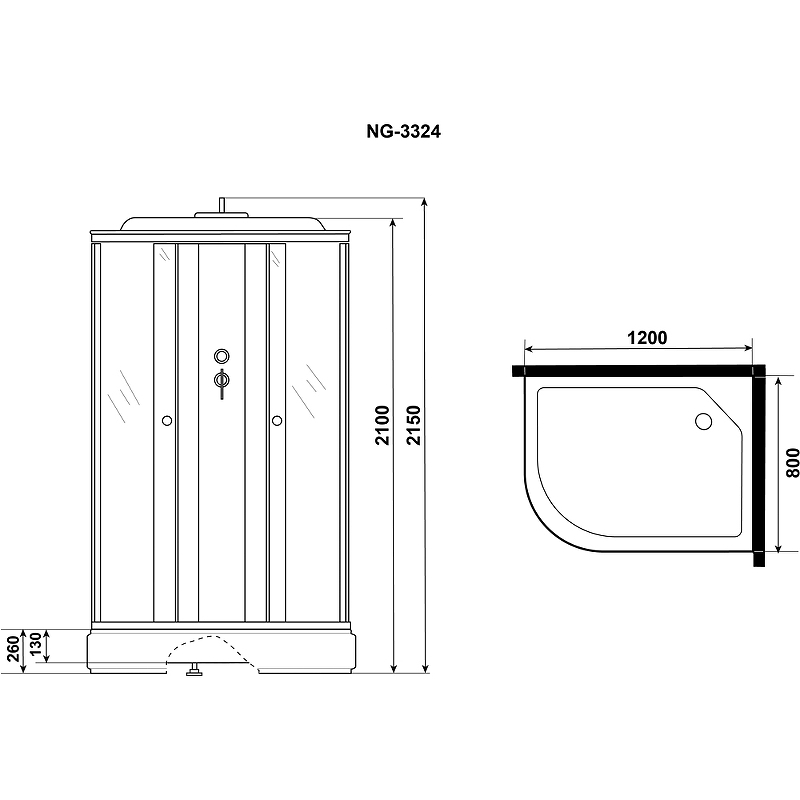 Душевая кабина Niagara Eco 120x80 R NG-3324-14R без гидромассажа